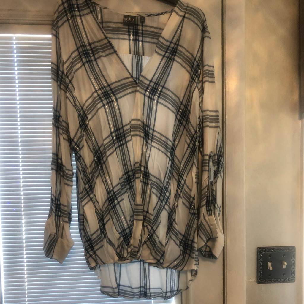 Twisted Front Plaid Button Down